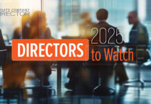 Directors to Watch 2025 Directors to Watch 2025 logo and hazy graphic of people at a board table