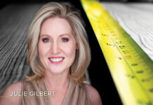 From Guardrails to Growth: The Board’s Expanding Strategic Role Julie Gilbert headshot overlaid on a moody image of a tape measure